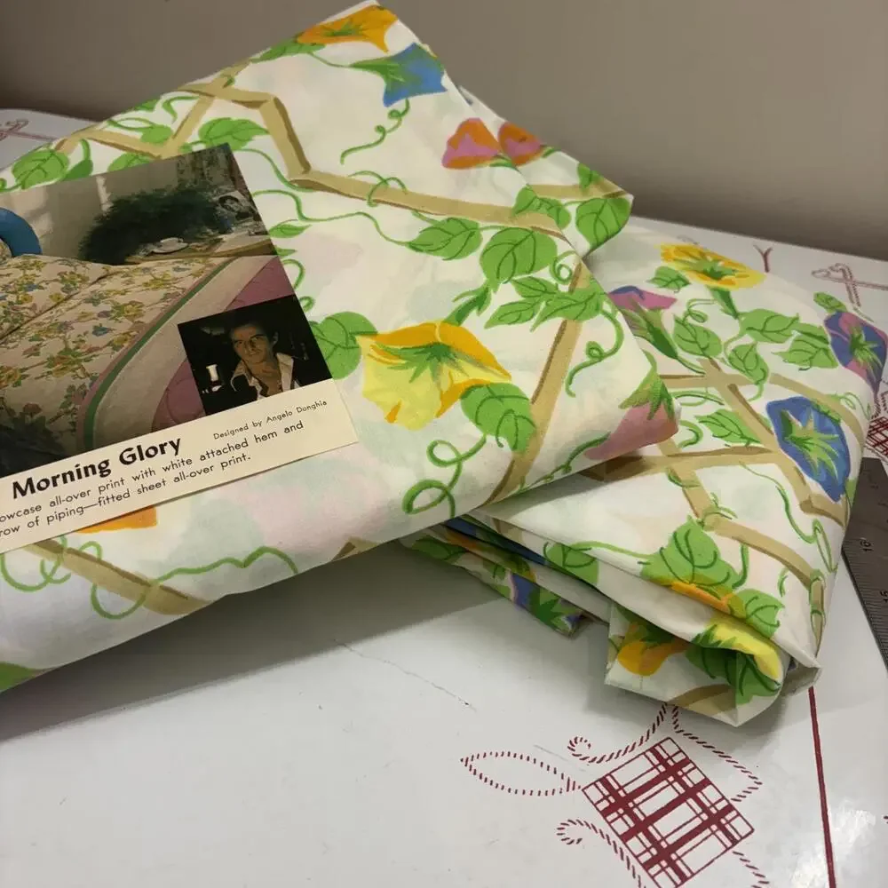Vtg Utica Morning Glory full size sheet set